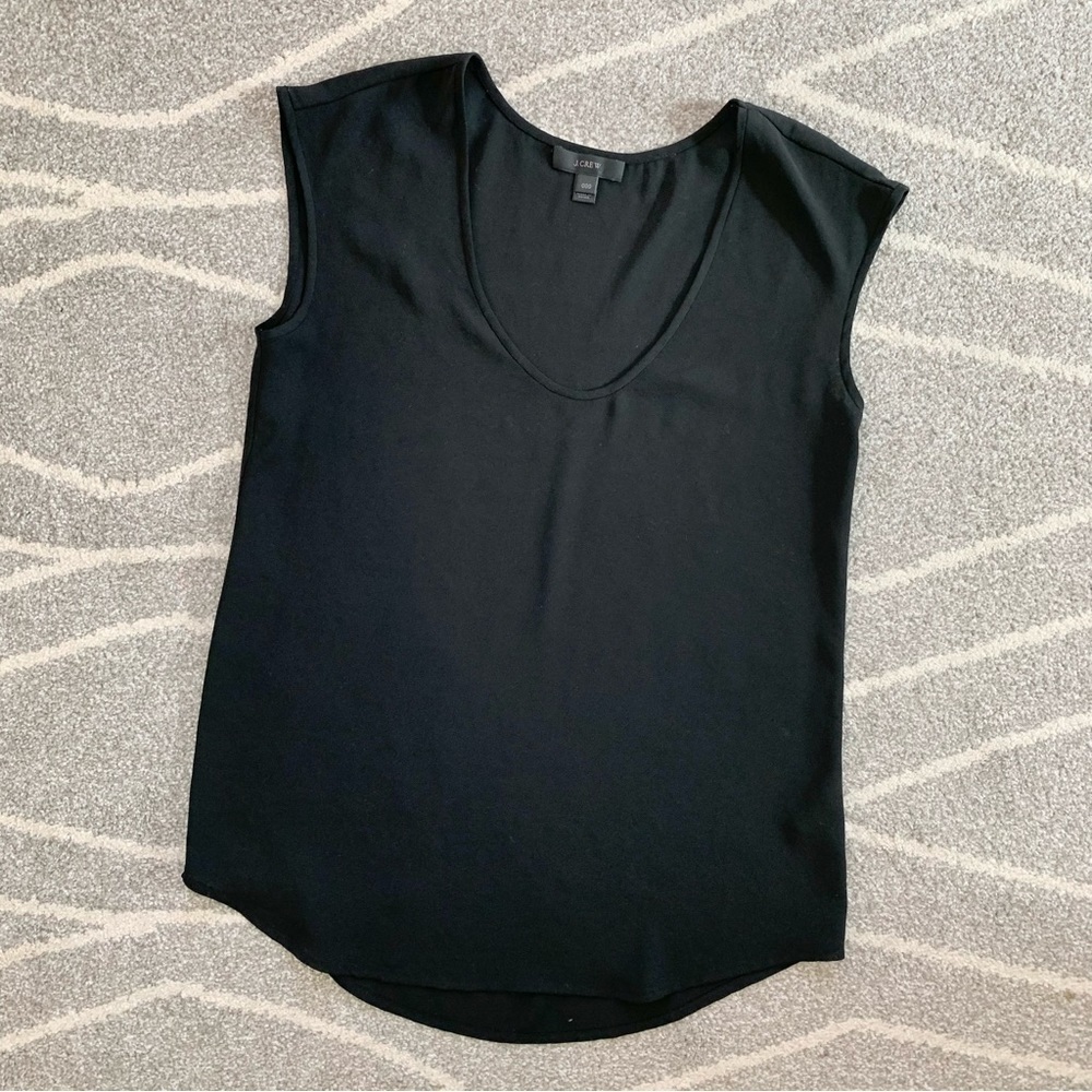 J. Crew Black Chiffon Sleeveless Top